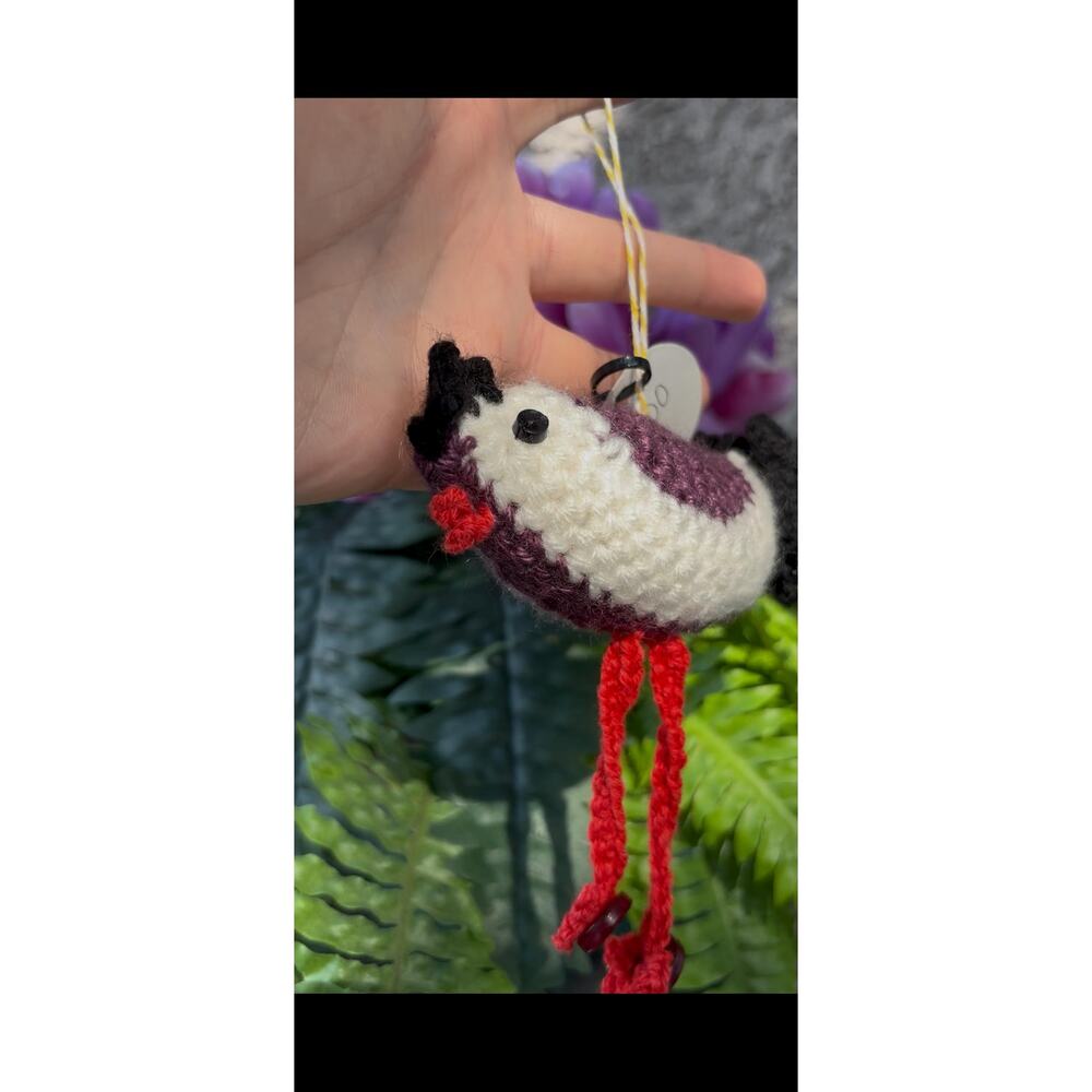 Handmade Crochet Chicken Ornament: Bird Hanging Home Decor